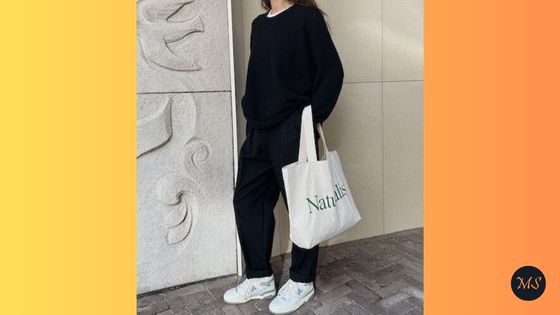 new balance 550 outfit All Black + Canvas Tote