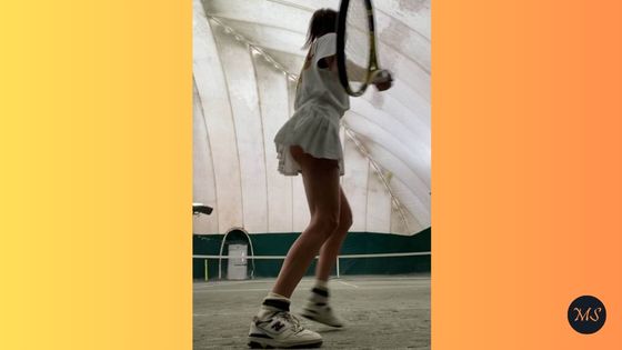 new balance 550 outfit T-Shirt + White Tennis Skirt